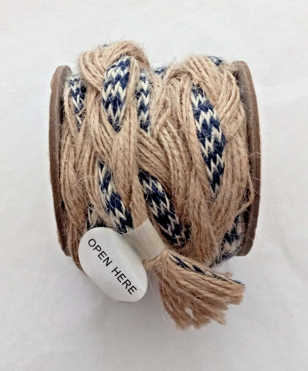 Hobby Lobby Robert Stanley Collection Navy Blue & Jute Decorative Ribbon - 9 ft